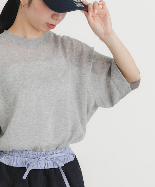 EKAL（エカル）の「ハイゲージニットTシャツ（ニット/セーター・レディース・キャメル/杢グレー/パープル/グレー/ブラック・Free）」の16枚目の写真