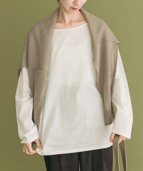 ITEMS URBANRESEARCH(アイテムズ アーバンリサーチ)の「シルケットロングスリーブTシャツ(Tシャツ/カットソー・レディース・WHT/BORDER/BLK・FREE)」の1枚目の写真
