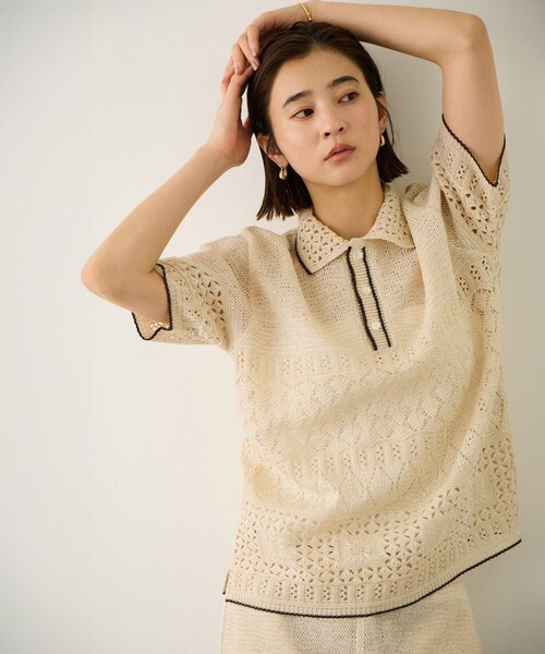 ROPE'（ロペ）の「【COOHEM(コーヘン)】SUKASHI EMBOSSED KNIT/イージーケア・セットアップ対応（ニット/セーター・レディース・キナリ/ラベンダー・F）」の20枚目の写真