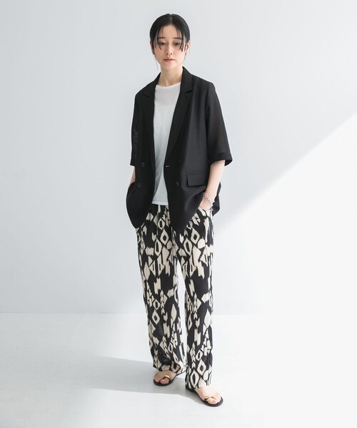 URBAN RESEARCH（アーバンリサーチ）の「『イージーケア』シアーメッシュハーフスリーブジャケット（テーラードジャケット・レディース・BEIGE/BLACK・FREE）」の11枚目の写真