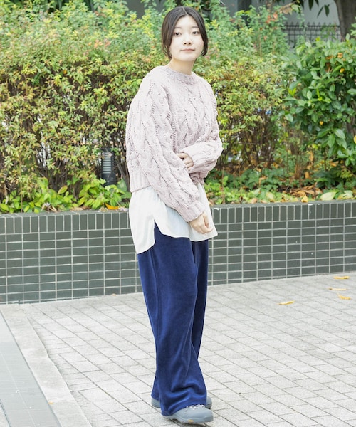 EKAL（エカル）の「ケーブルモールニットプルオーバー（ニット/セーター・レディース・L.ブルー/L.グレー/ブラック・One）」の22枚目の写真