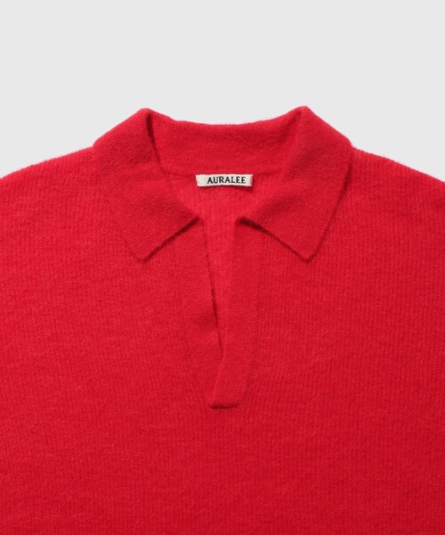 ADAM ET ROPE'(アダムエロペ)の「【AURALEE/オーラリー】BABY SURI ALPACA SHEER KNIT SKIPPER POLO(ニット/セーター・メンズ・グリーン/ネイビー/レッド・3/4)」の15枚目の写真