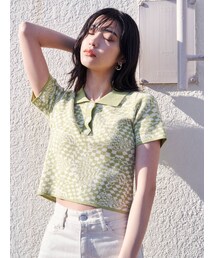 EMODA | コンパクトジャガードシャツニット(ポロシャツ)