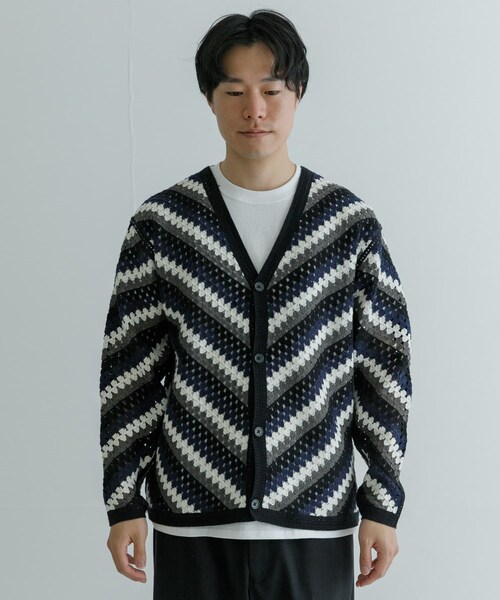URBAN RESEARCH（アーバンリサーチ）の「URBAN RESEARCH iD　クロシェカーディガン（カーディガン/ボレロ・メンズ・BLACK/BROWN・M/L）」の8枚目の写真