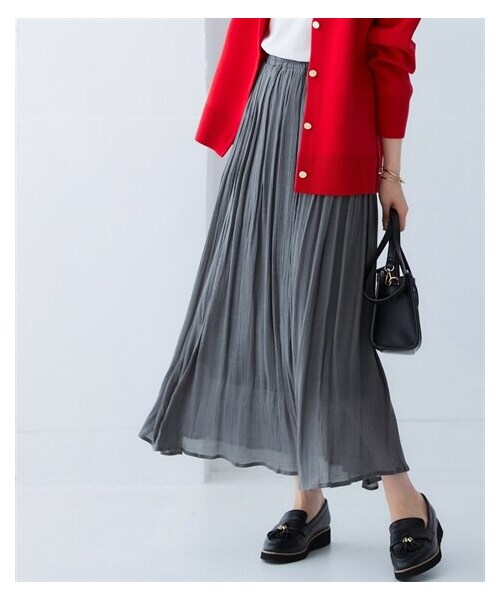 nissen（ニッセン）の「ふわり軽いエアリースラブスカート（マキシ丈）＜大きいサイズ有＞（スカート・レディース・黒/グレー/ライトグレー/ライラック/ベージュ/モーブピンク/ロイヤルブルー/ブラッドオレンジ/ローズピンク/マスタード・S/M/L/LL/3L/4L/5L/6L/8L/10L）」の2枚目の写真