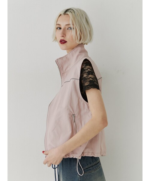 jouetie（ジュエティ）の「ZIPワークベスト【セットアップ対応】（ベスト・レディース・グレー/ピンク・M）」の4枚目の写真