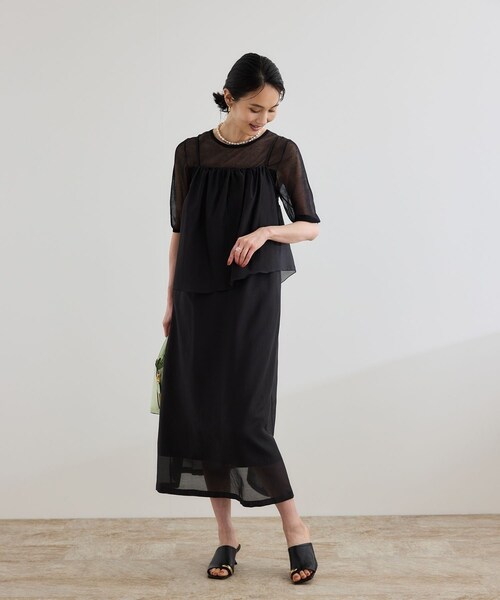 ROPE'(ロペ)の「コットンシルクワンピース/洗える(ワンピース・レディース・ブラック/ターコイズ・F)」の9枚目の写真