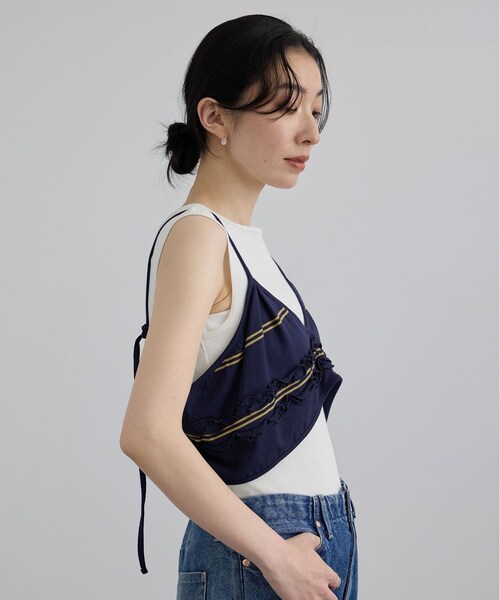ADAM ET ROPE'(アダムエロペ)の「【crinkle crinkle crinkle】griguri border big bra(キャミソール・レディース・ネイビー系・F)」の3枚目の写真