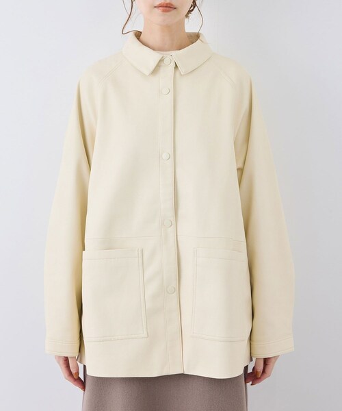 ROPE' PICNIC(ロペピクニック)の「【emur/エミュール・J'aDoRe限定】シンセティックレザージャケット(その他アウター・レディース・ブラック/ベージュ系・38)」の20枚目の写真