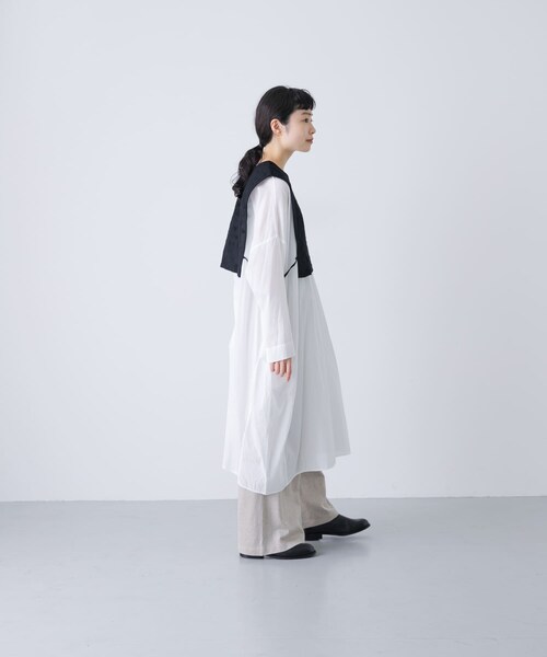 かぐれ（カグレ）の「ドット刺繍ウールガーゼビブ（ベスト・レディース・IVORY/BLACK・FREE）」の22枚目の写真