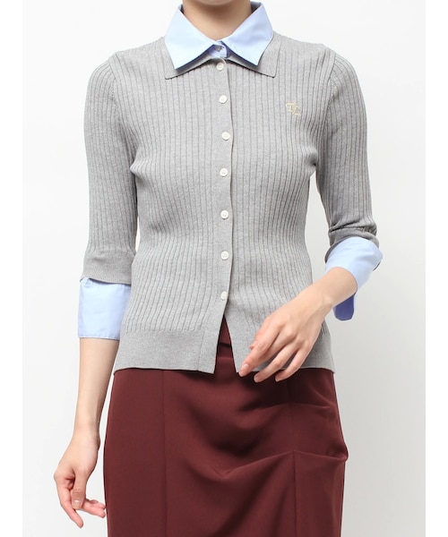 TONAL（トーナル）の「シャツドッキング2WAYリブニット（ニット/セーター・レディース・グレー/ブラック/ブラウン・M）」の2枚目の写真