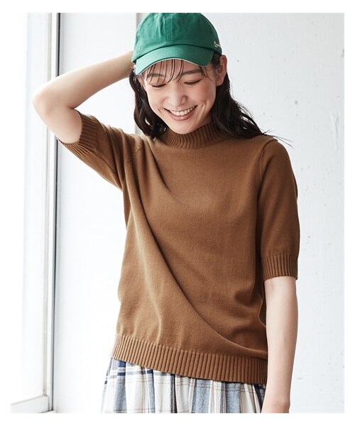 nissen（ニッセン）の「大きいサイズ ラクしてきれい見え！スマイルさんのための綿１００％ハイネックニットプルオーバー（ニット/セーター・レディース・ダークオレンジ/くすみブルー/モカブラウン/杢グレー/黒/パープル/ブルーグレー・L/LL/3L/4L/5L/6L/8L/10L）」の21枚目の写真