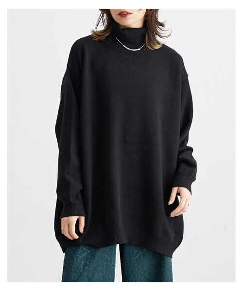 nissen（ニッセン）の「もちもち素材ゆったりサイズタートルネックニット［Soiunique］（ニット/セーター・レディース・ブラック/杢ベージュ/モスグリーン/ブルー/レッド・S~M/L~LL/1(S~M)/2(L-LL)）」の6枚目の写真