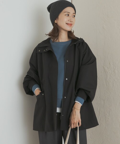 URBAN RESEARCH DOORS（アーバンリサーチドアーズ）の「防風/撥水ドロストフーディ（テーラードジャケット・レディース・D.BEIGE/BLACK・Free）」の8枚目の写真