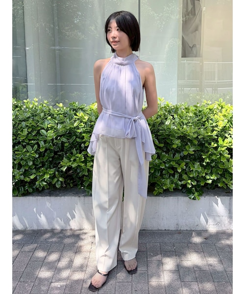 LAGUNAMOON（ラグナムーン）の「バイカラータックワイドパンツ（その他パンツ・レディース・アイボリー/ブラウン・S/M）」の3枚目の写真