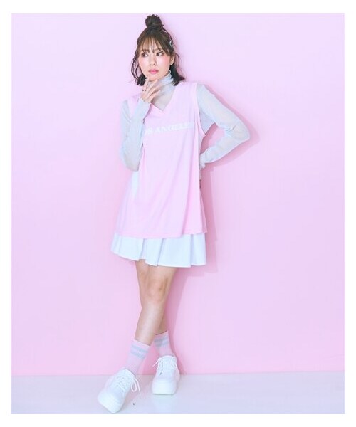 nissen（ニッセン）の「大きいサイズ チームユニフォーム風タンクトップ marun（キャミソール・レディース・レッド/ピンク・L/LL/3L/4L/5L/6L/8L/10L）」の5枚目の写真