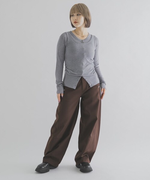 THE GOODLAND MARKET（ザグッドランドマーケット）の「cwtch　LAYERED KNIT TOPS（ニット/セーター・レディース・GRAY/NAVY/BERRY/YELLOW・Free）」の10枚目の写真