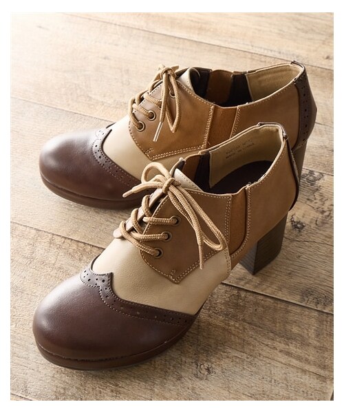 nissen（ニッセン）の「切替デザインレースアップパンプス（ワイズ３Ｅ）（パンプス・メンズ・黒/ダークブラウン/ブラウン×クリーム/【ドロップ】ピンク×ベージュ/【ドロップ】ベージュ×クリーム・S=22.5cm/M=23.0~23.5cm/L=24.0cm/LL=24.5cm）」の10枚目の写真