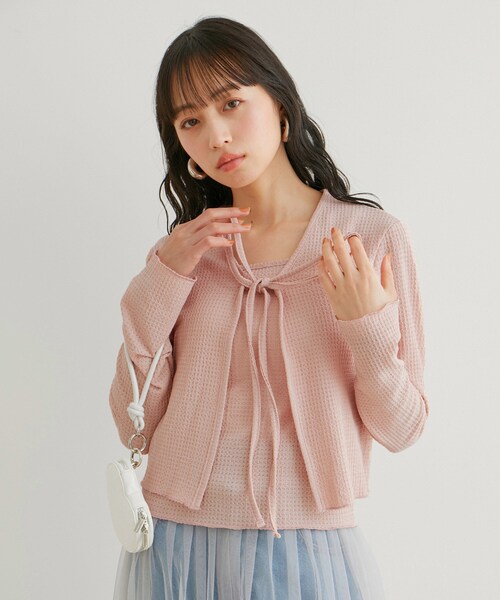 VIS(ビス)の「リボン使いアンサンブル(アンサンブル・レディース・オフホワイト/サックス/ピンク/クリーム・F)」の21枚目の写真