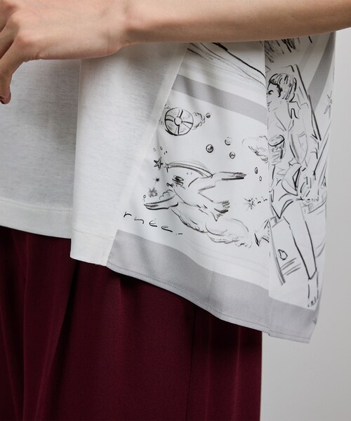 ROPE'（ロペ）の「【洗える】【YUKO SAEKI for ROPE'・コラボ】スカーフ柄プリント Aラインカットソー（Tシャツ/カットソー・レディース・ブラック/オフホワイト・F）」の21枚目の写真