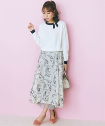 marun | 大きいサイズ配色プチリボンニットmarun(ニット/セーター)