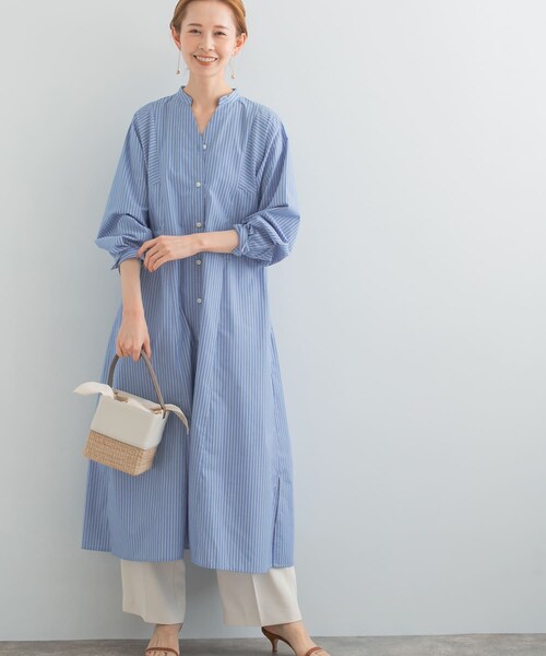 URBAN RESEARCH ROSSO（アーバンリサーチロッソ）の「パネルデザインシャツワンピース（ワンピース・レディース・MINT/STRIPE/NAVY・FREE）」の3枚目の写真