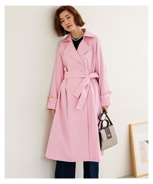 nissen（ニッセン）の「ベルテッドスプリングコート【OtonaSMILE