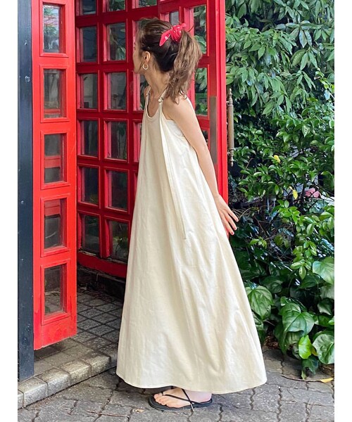 Ungrid（アングリッド）の「リネン混ショルダーデザインキャミワンピース（ワンピース・レディース・アイボリー/ブラック/オレンジ/グリーン・F）」の16枚目の写真