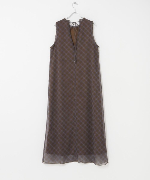 SENSE OF PLACE by URBAN RESEARCH(センスオブプレイスバイアーバンリサーチ)の「チェックシアーナローワンピース(ワンピース・レディース・BLACK/BROWN/BEIGE・One/COMPACT)」の20枚目の写真
