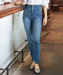 nissen | 大きいサイズパンツ好き専用すっきりハイウエストストレッチデニムパンツ（ゆったりヒップ）(デニムパンツ)
