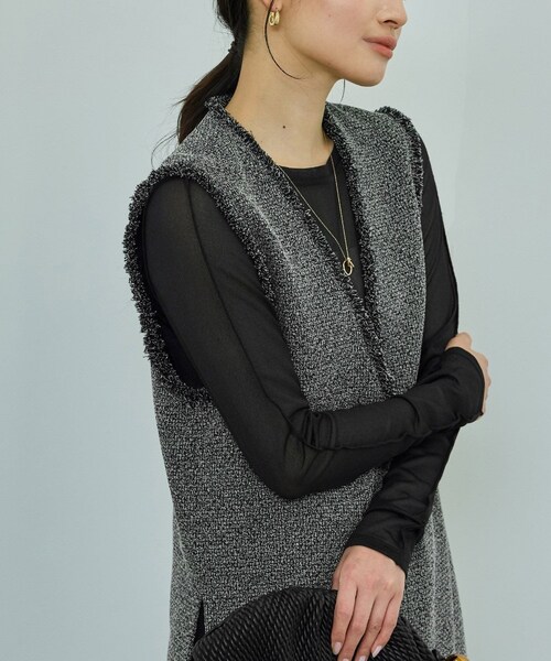 ROPE'（ロペ）の「【洗える】【WEB・一部店舗限定】サマーツイードオーバージレ（ベスト・レディース・ブラック系/キナリ系・F）」の13枚目の写真