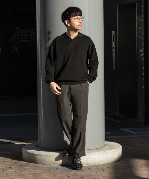 URBAN RESEARCH ROSSO（アーバンリサーチロッソ）の「『WEB限定』変形カノコスキッパーニットポロ（ニット/セーター・メンズ・BLACK/NAVY/LIGHT GRAY・M/L）」の7枚目の写真