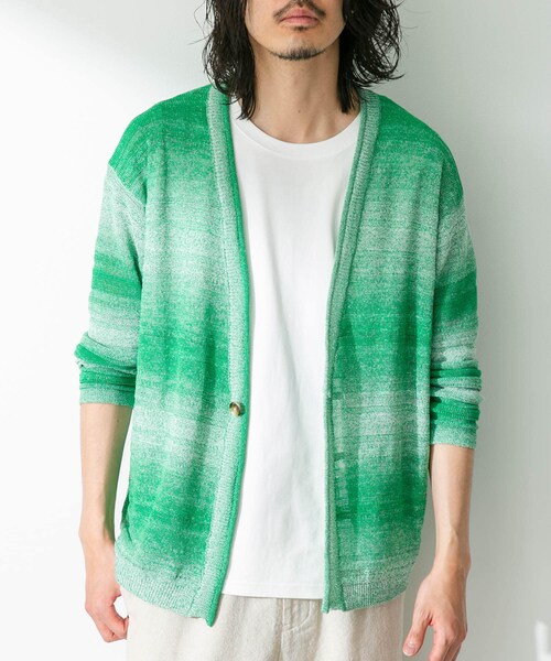 URBAN RESEARCH Sonny Label（アーバンリサーチサニーレーベル）の「スペースダイライトニットカーディガン（カーディガン/ボレロ・メンズ・ブルー/グリーン/オレンジ・M/L）」の7枚目の写真