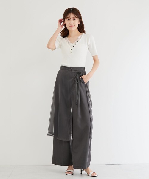 Jayro(ジャイロ)の「チュールラップスカート付タックワイドパンツ(スラックス・レディース・ブラック/グレー・M)」の21枚目の写真