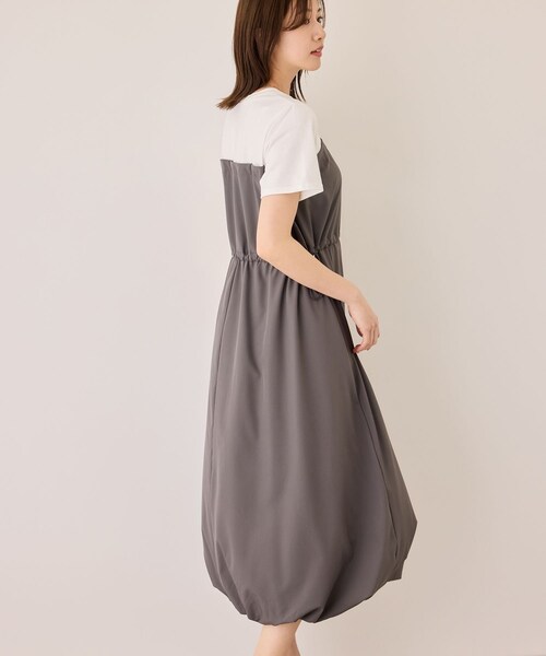Jayro（ジャイロ）の「半袖ドッキングバルーンワンピース（ワンピース・レディース・ブラック/チャコール/カーキ・M）」の16枚目の写真