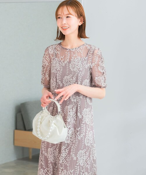 URBAN RESEARCH ROSSO（アーバンリサーチロッソ）の「kaene　配色レースエプロンドレス（ワンピース・レディース・pink beige/navy/purple・36/38）」の6枚目の写真