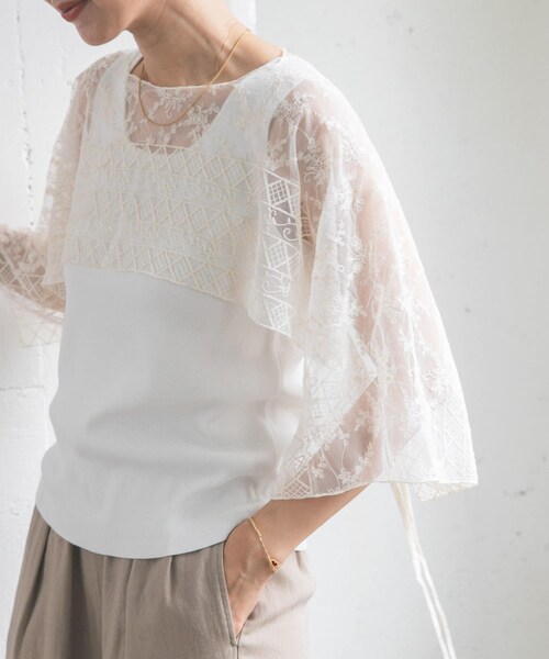 URBAN RESEARCH DOORS（アーバンリサーチドアーズ）の「2WAYレースカバー（ストール/ショール・レディース・NATURAL/BLACK・One）」の15枚目の写真