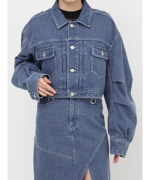 MURUA（ムルーア）の「ショートデニムジャケット【セットアップ着用可】（デニムジャケット・レディース・ブラック/ピンク/ブルー・F）」の5枚目の写真