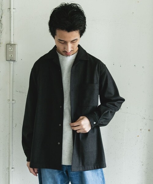URBAN RESEARCH DOORS(アーバンリサーチドアーズ)の「ジャージメルトンオープンカラーシャツ(シャツ/ブラウス・メンズ・BLUE NAVY/CHARCOAL・M/L)」の6枚目の写真