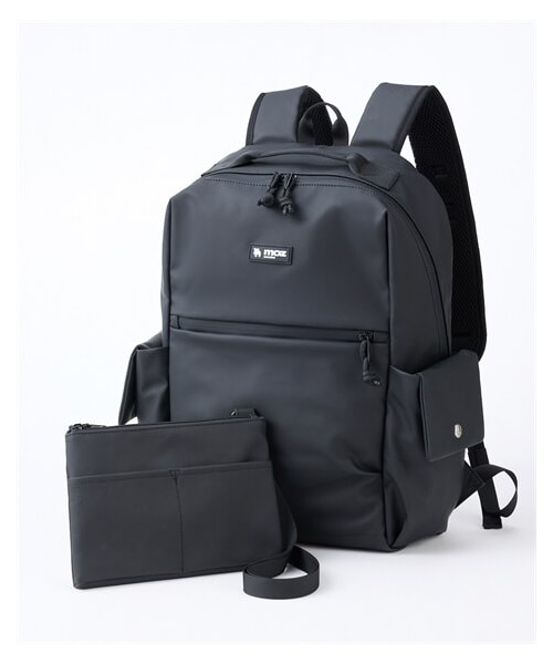 nissen（ニッセン）の「moz（モズ）耐水生地使用１１ポケット配色リュックサック（A４対応・PC収納・取外しサコッシュ付）（バックパック/リュック・メンズ・黒/グレー×ダスティピンク/アイボリー×ベージュ・Y）」の4枚目の写真