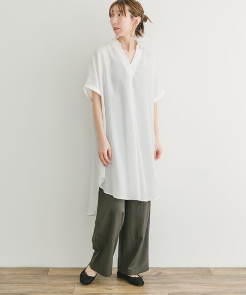 ITEMS URBANRESEARCH（アイテムズ アーバンリサーチ）の「スキッパーフレンチチュニック（チュニック・レディース・NVY/KHK/WHT/MNT・FREE）」の11枚目の写真