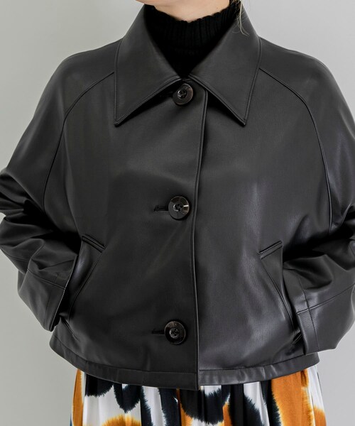 URBAN RESEARCH（アーバンリサーチ）の「COOME　ECHO LEATHERSHORT JACKET（ライダースジャケット・レディース・BLACK/IVORY・one）」の16枚目の写真