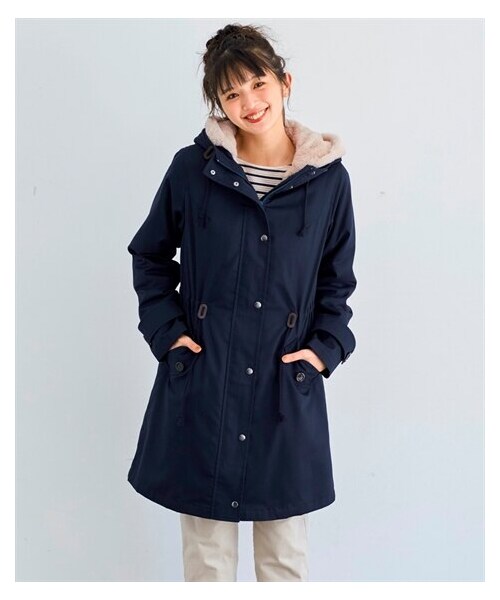 nissen（ニッセン）の「大きいサイズ  裏ボアライナー付モッズコート（モッズコート・レディース・ビターキャメル/ネイビー/カーキ(旧)/黒(旧)/ラベンダー/ベージュ/トープグレー/黒/カーキ・L/LL/3L/4L/5L/6L/8L/10L）」の7枚目の写真