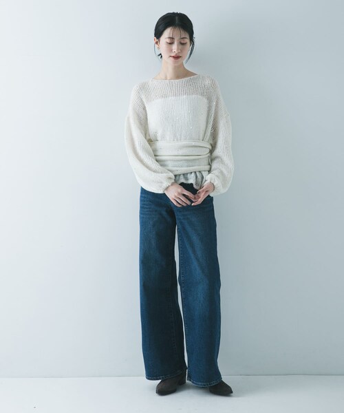URBAN RESEARCH(アーバンリサーチ)の「スパンコールモヘヤチューブトップ(チューブトップ・レディース・OFF WHITE/NAVY・Free)」の9枚目の写真