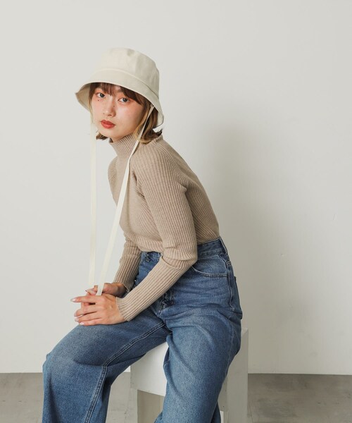 SENSE OF PLACE by URBAN RESEARCH(センスオブプレイスバイアーバンリサーチ)の「コットンツイルリボンバケットハット(ハット・レディース・IVORY/BLACK・One/one)」の8枚目の写真