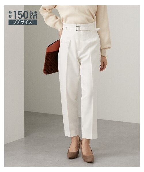nissen（ニッセン）の「小さいサイズ　ベルト付きテーパードパンツ　低身長さん・小柄女性（パンツ・レディース・アイボリー/ブラック・PSS/PS/PM/PL）」の3枚目の写真