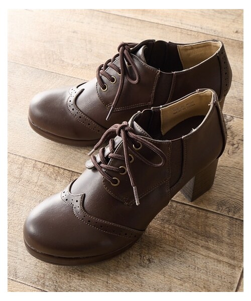 nissen（ニッセン）の「切替デザインレースアップパンプス（ワイズ３Ｅ）（パンプス・メンズ・黒/ダークブラウン/ブラウン×クリーム/【ドロップ】ピンク×ベージュ/【ドロップ】ベージュ×クリーム・S=22.5cm/M=23.0~23.5cm/L=24.0cm/LL=24.5cm）」の7枚目の写真