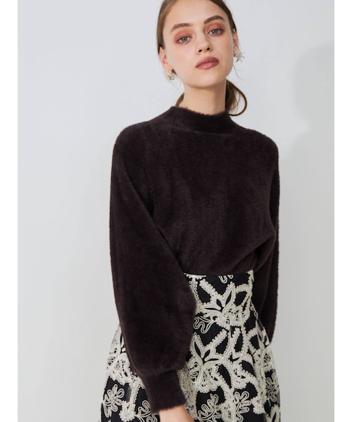 MERCURYDUO（マーキュリーデュオ）の「ボトルネックミニシャギーロングスリーブニット（ニット/セーター・レディース・ブラウン/ダークブラウン/アイボリー/パープル/ラベンダー・F）」の21枚目の写真