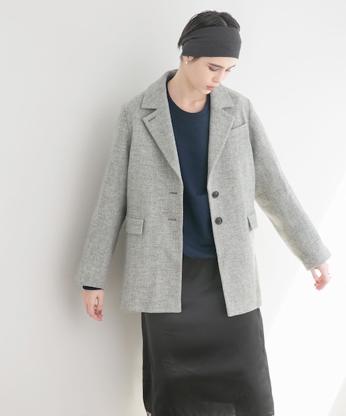URBAN RESEARCH(アーバンリサーチ)の「ブリティッシュウールツイードジャケット(テーラードジャケット・レディース・L.GRAY/KHAKI・36/38)」の1枚目の写真