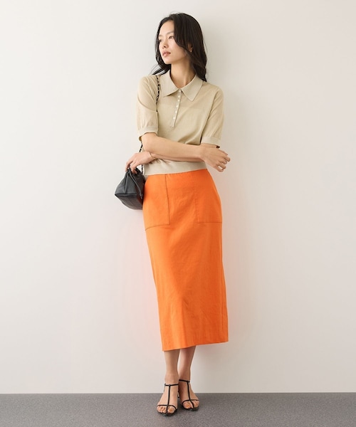 ROPE'（ロペ）の「[美人スカート]リネンストレッチポケット付きタイトスカート/イージーケア・26SS（スカート・レディース・チャコール/ベージュ/ピンク/オレンジ・36/38/40）」の21枚目の写真